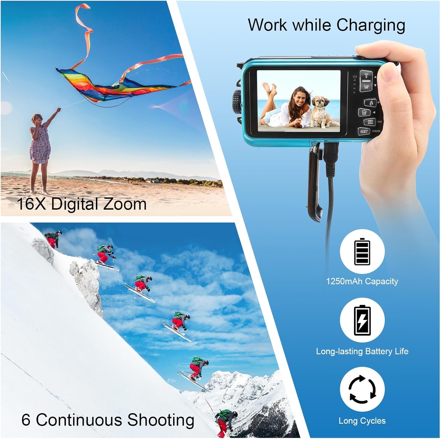 Фотоапарат Yixinxin 4K806ZP01 48Мп / CMOS / 4K 30fps / 16Х зум / Голубий, фото №7
