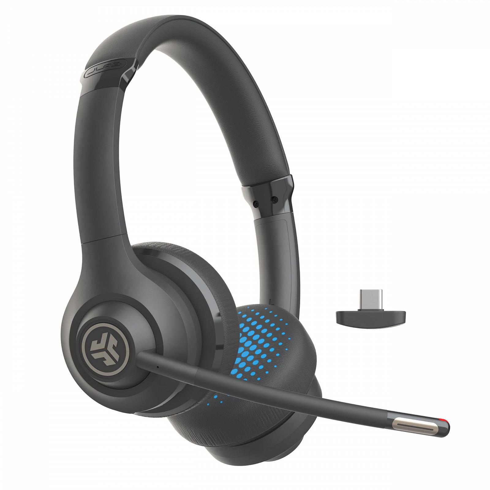 Наушники JLab Go Work 2nd Gen Беспроводные с Микрофоном - 55+ Часов Воспроизведения Bluetooth или USB-C Донгл Компьютерные Наушники, Мультипоинт Подключение к Компьютеру и Мобильному - Накладные Проводные или Беспроводные Офисные Наушники для Ноутбуков, фото №1