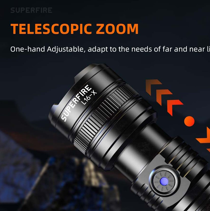 Фонарик ручної акумуляторної батареї L16-T SuperFire 900 Lumen IP43, фото №6