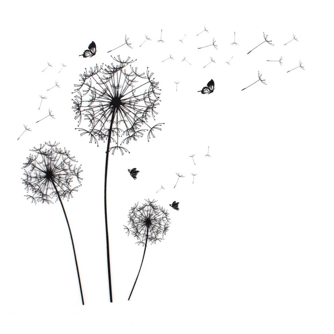 Наклейка на стіну WandSticker4U Dandelion Flower 3D Butterfly Black, фото №8 Наклейка на стіну WandSticker4U Dandelion Flower 3D Butterfly Black, фото №8