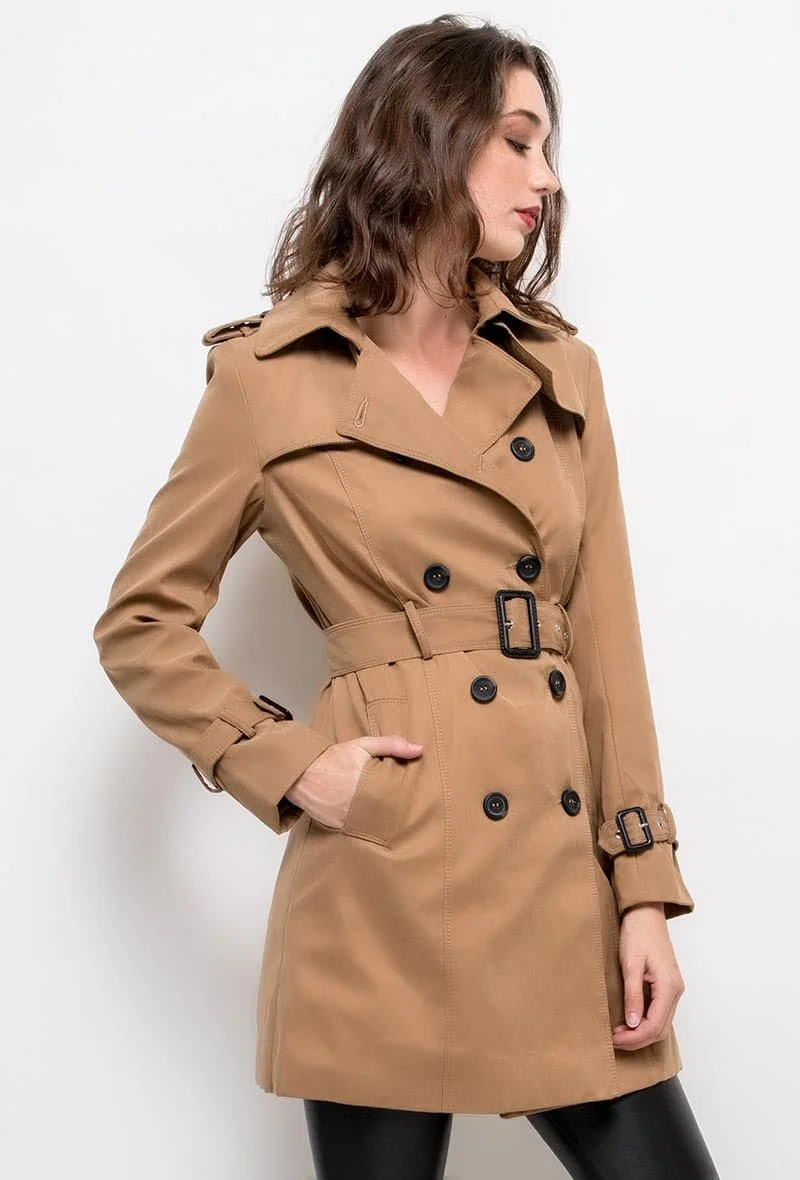 Тренч Класичний Двобортний Водостійкий Жіночий Модний Вугільний з Поясом, фото №1 Тренч Класичний Двобортний Водостійкий Жіночий Модний Вугільний з Поясом, фото №1