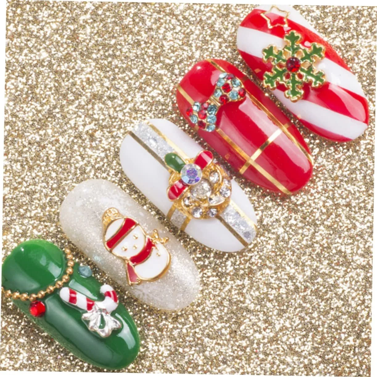 NOLITOY Різдвяна тематика, різні візерунки, блискучі стрази для святкового прикрашання нігтів та DIY набір,, фото №2