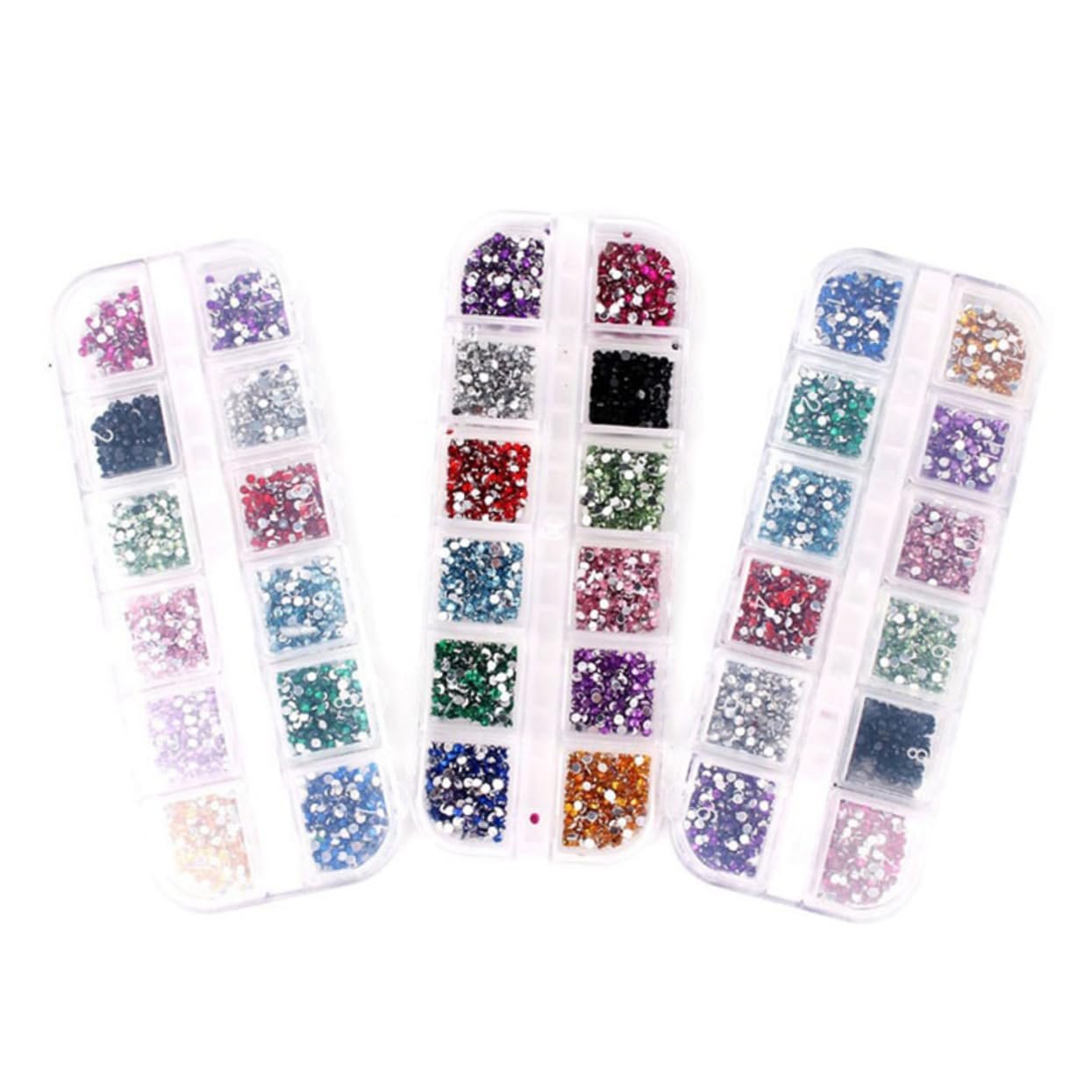 Блестки для ногтей 1 коробка 12 шт. Акриловые наборы для ногтей Блестящий хрусталь AB Цветные блестки Набор для маникюра Стеклянные бусины, фото №1