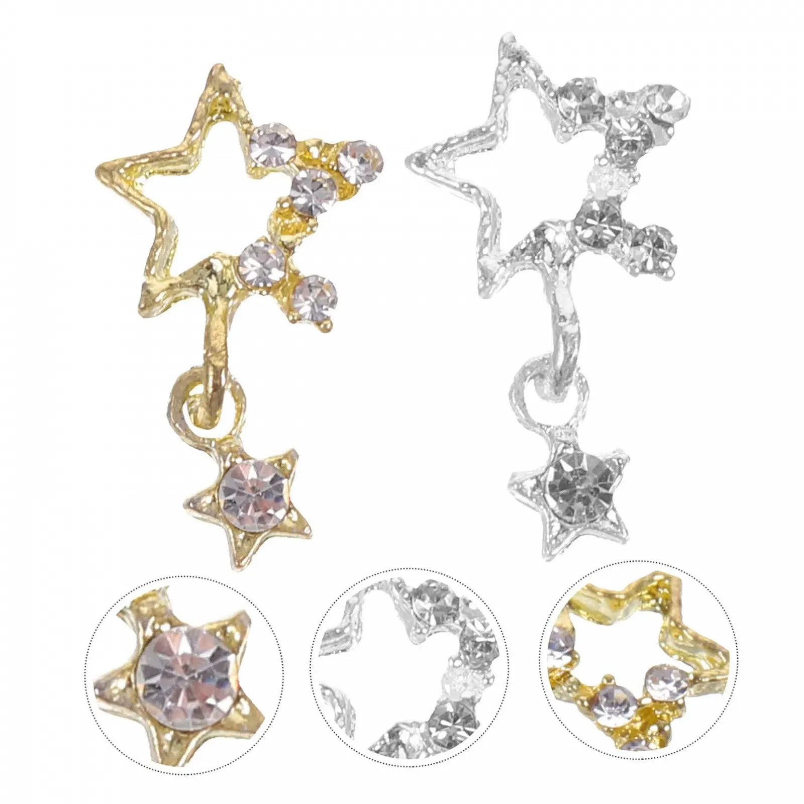 Подвески для ногтей Звезда Серебристый, 30 шт, фото №5