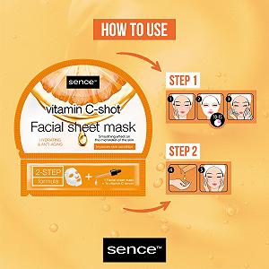 Тканевая Маска для Лица Sence 2-Step Vitamin C с 4 видами гиалуроновой кислоты и маслом моринги (3 шт. в упаковке) synthetic.ua - Фото 1