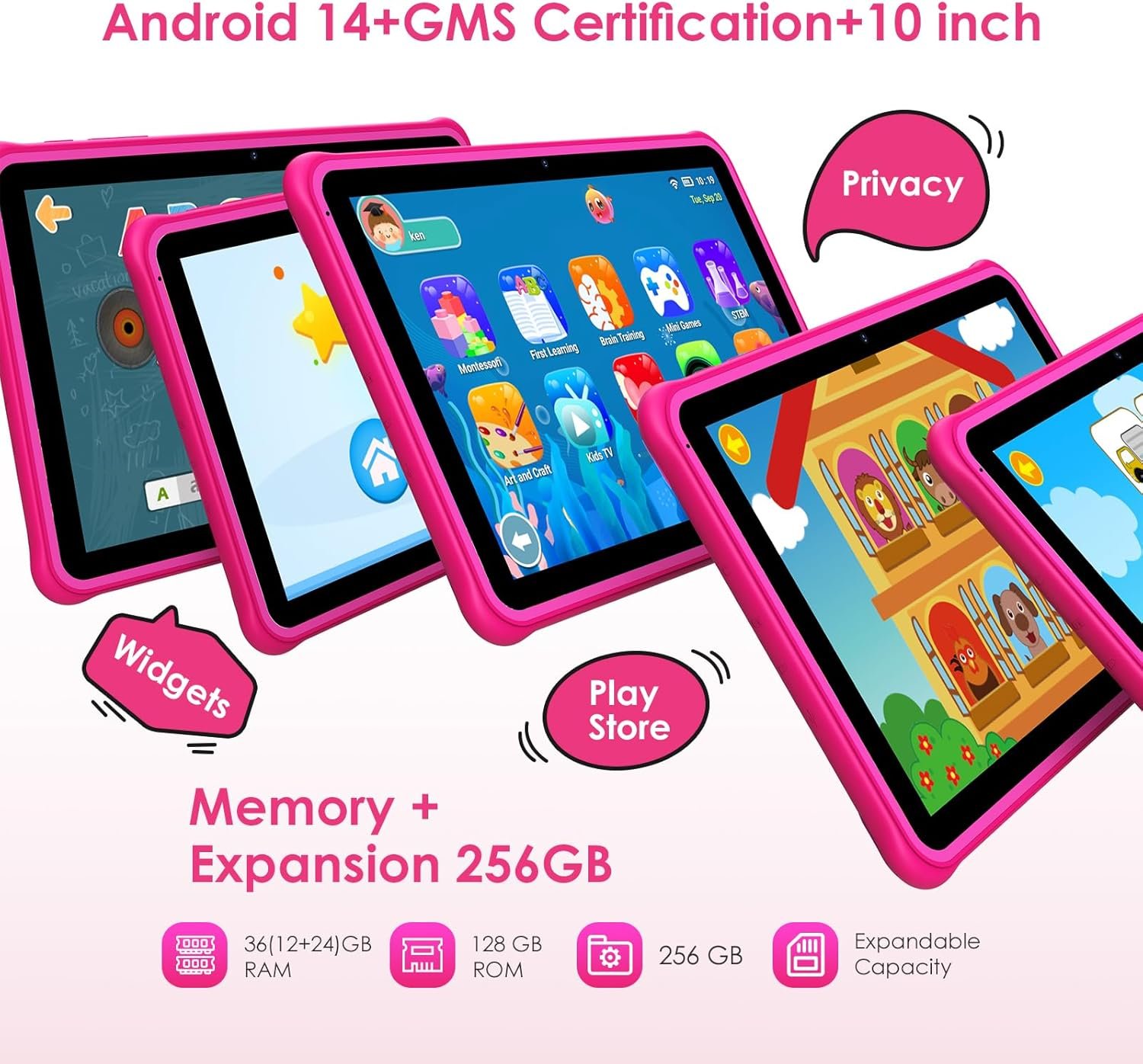 Планшет 10.1" FASTWD L211 12+24/128Gb 8 ядер Android 14 8000 mAh Pink, фото №3