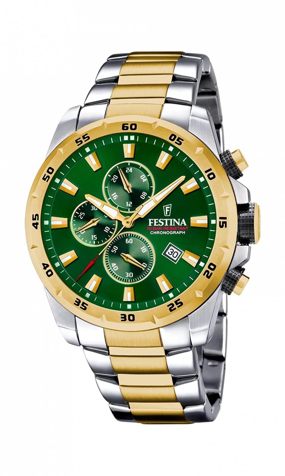 Унісекс Годинник Festina F20562/3 Кварцовий Аналоговий Ремінець з нержавіючої сталі, золотий, Спортивні, фото №1