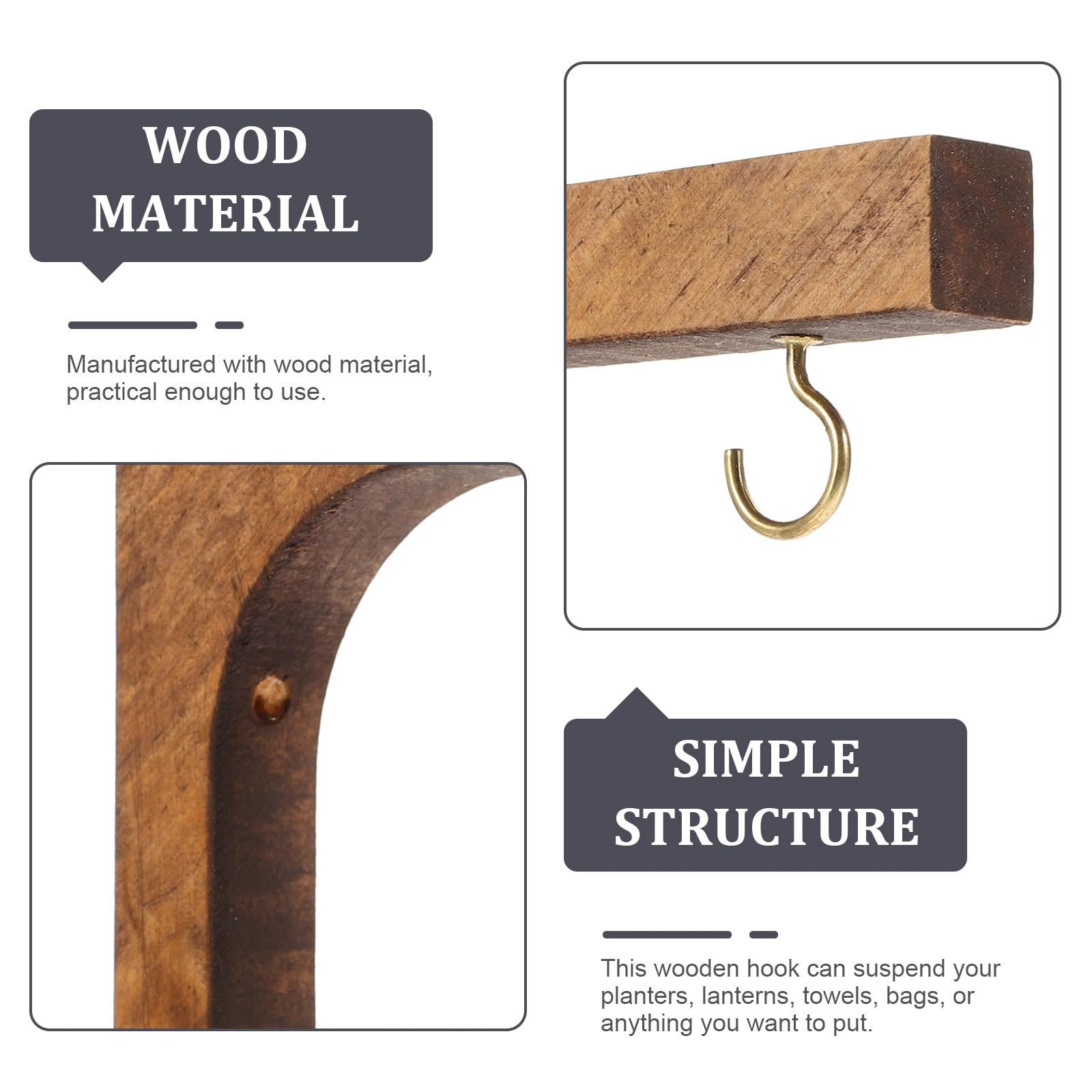 Настенные крючки для растений Yardwe Nordic Style деревянные, фото №4