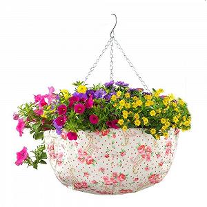Подвесные корзины Dekoleidenschaft 2 штуки Диаметр 36 см с декором в виде роз Розовые/Зеленые synthetic.ua - Фото 1
