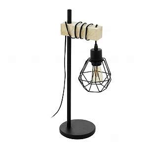 Настільна лампа EGLO Townshend 5 Сталь Дерево Чорний Коричневий E27 - Фото 1