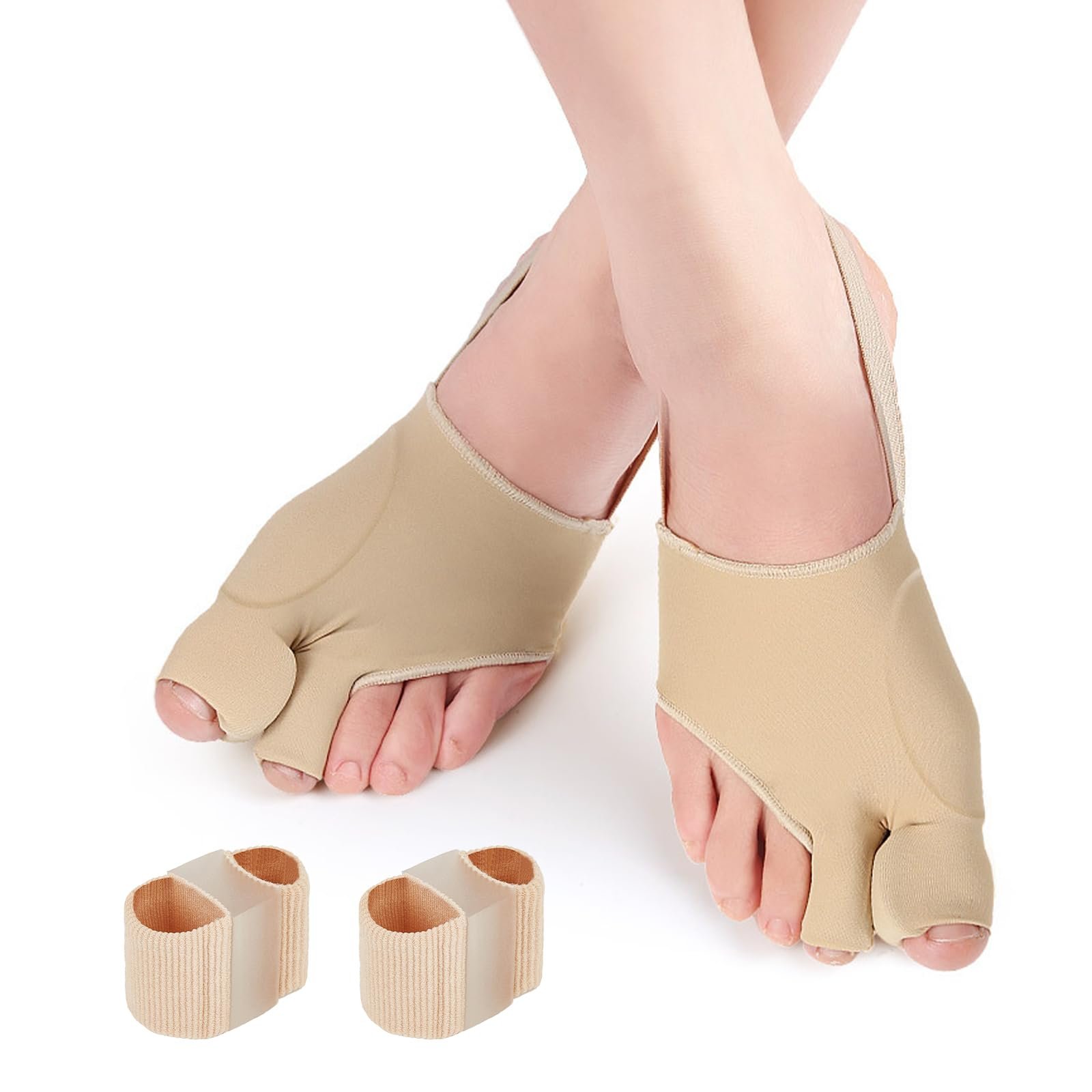 Пов'язка для корекції Hallux Valgus і 2 роздільники для пальців ніг Hallux Valgus, колір шкіри, фото №1