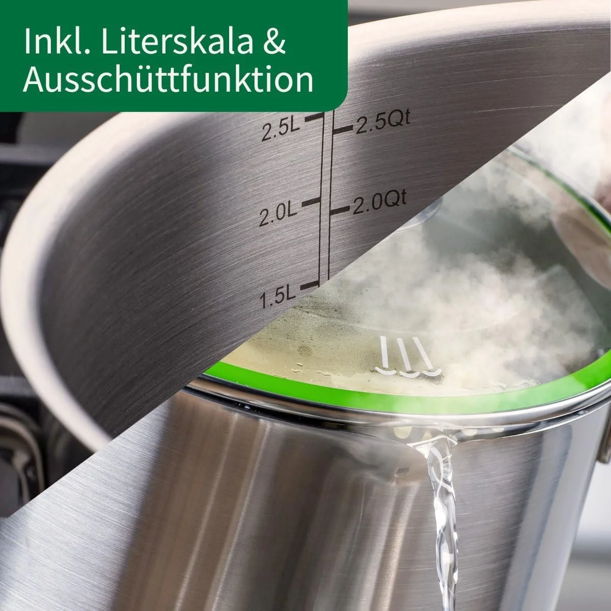 Каструля FACKELMANN Chefkoch Munich 20 см нержавіюча сталь 3.0 літра, фото №6 Каструля FACKELMANN Chefkoch Munich 20 см нержавіюча сталь 3.0 літра, фото №6