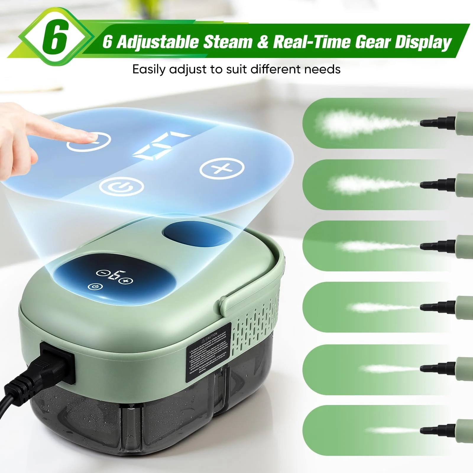 Пароочисник ручний 2500 Вт 1.1 л 6 швидкостей 11 аксесуарів, фото №2 Пароочисник ручний 2500 Вт 1.1 л 6 швидкостей 11 аксесуарів, фото №2