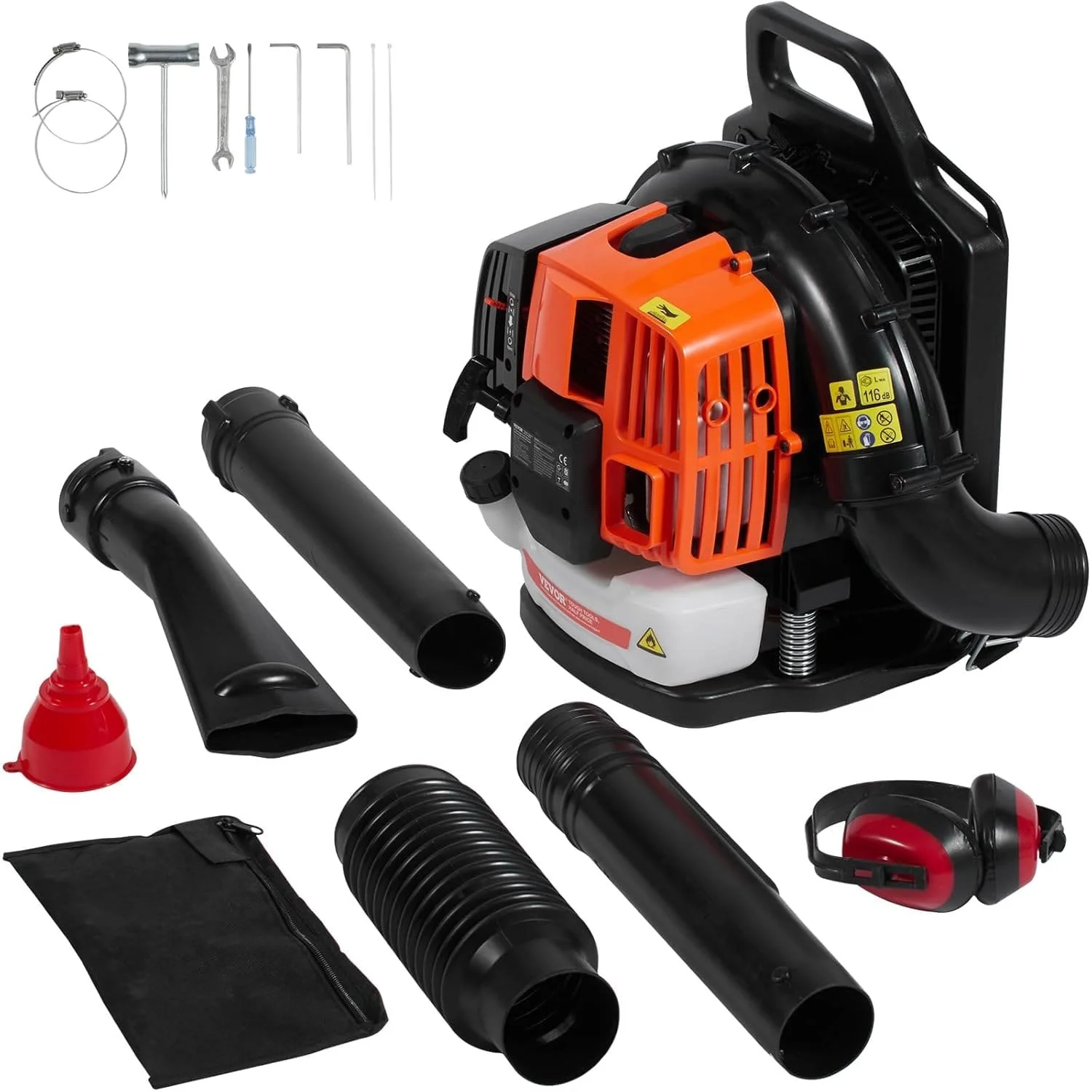 Бензинова ранцева повітродувка VEVOR BL-866B Black/Orange, фото №8