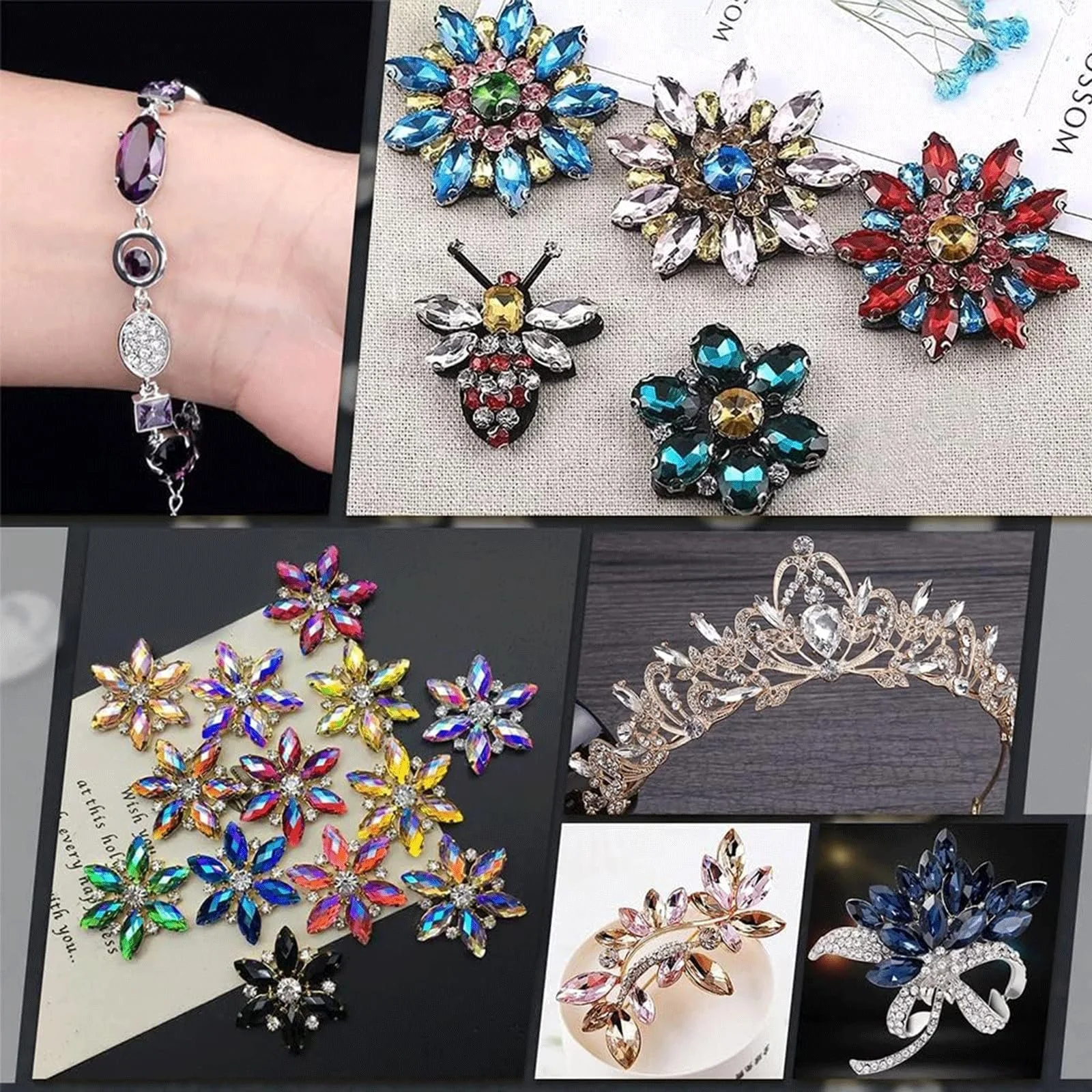 Набір акрилових страз 200 шт, Різнокольоров, фото №5