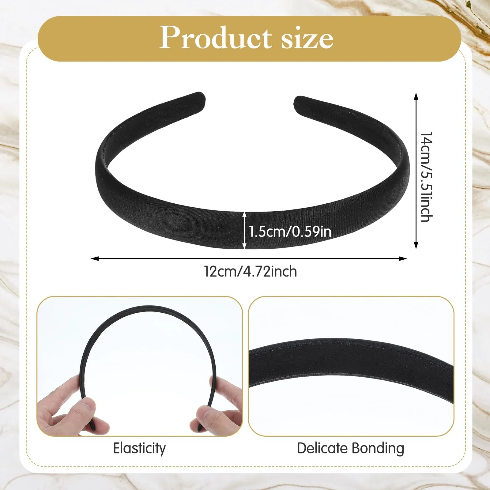 Обруч JIEYAO Набор из 3 черных атласных, фото №3 Обруч JIEYAO Набор из 3 черных атласных, фото №3