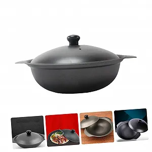 Горшок-казан керамический 22 см с крышкой для тушения и риса synthetic.ua - Фото 1