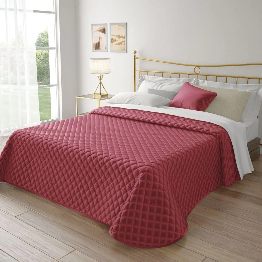 Покрывало MAXIME MAISON стеганый бархат Queen Бордовый, фото №1