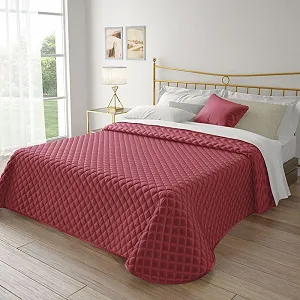 Покривало MAXIME MAISON стьобаний оксамит Queen Бордовий - Фото 1