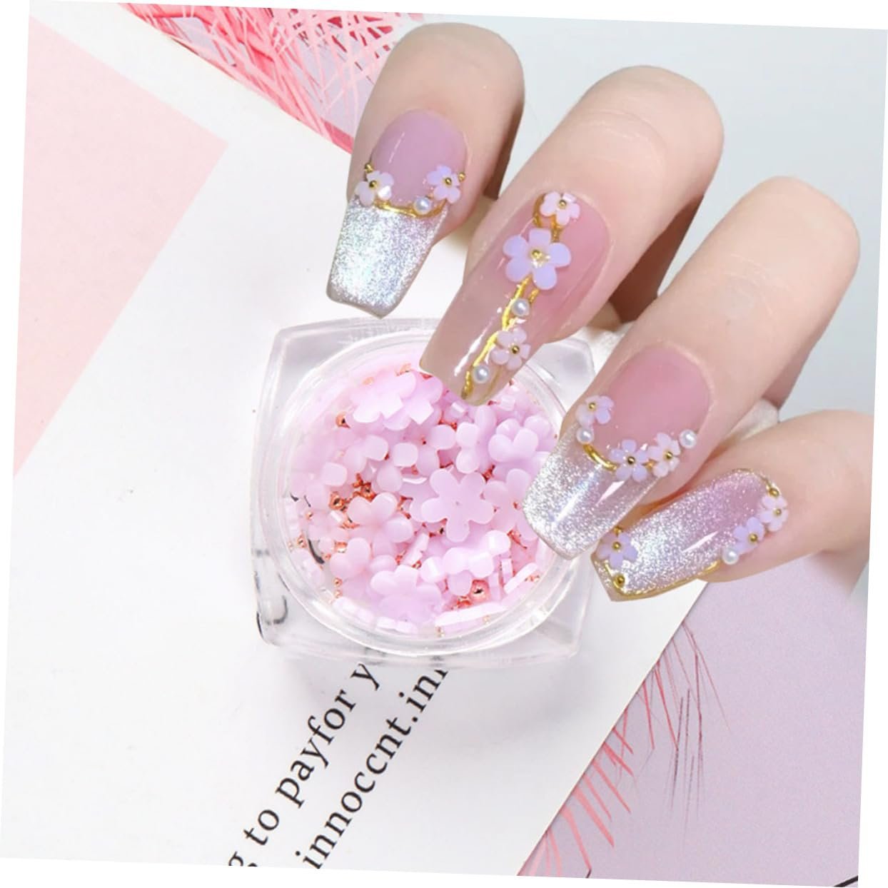 Жемчуг для ногтей Healvian Цветы, меняющие цвет, фото №8