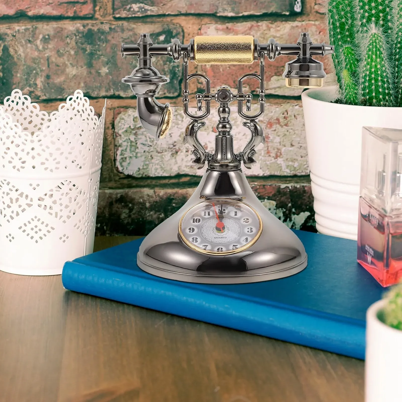 Настольные часы FUNOMOCYA в стиле ретро-телефона, пластиковые, для офиса и гостиной, уникальный настольный декор, дизайн в стиле ностальгии, фото №7