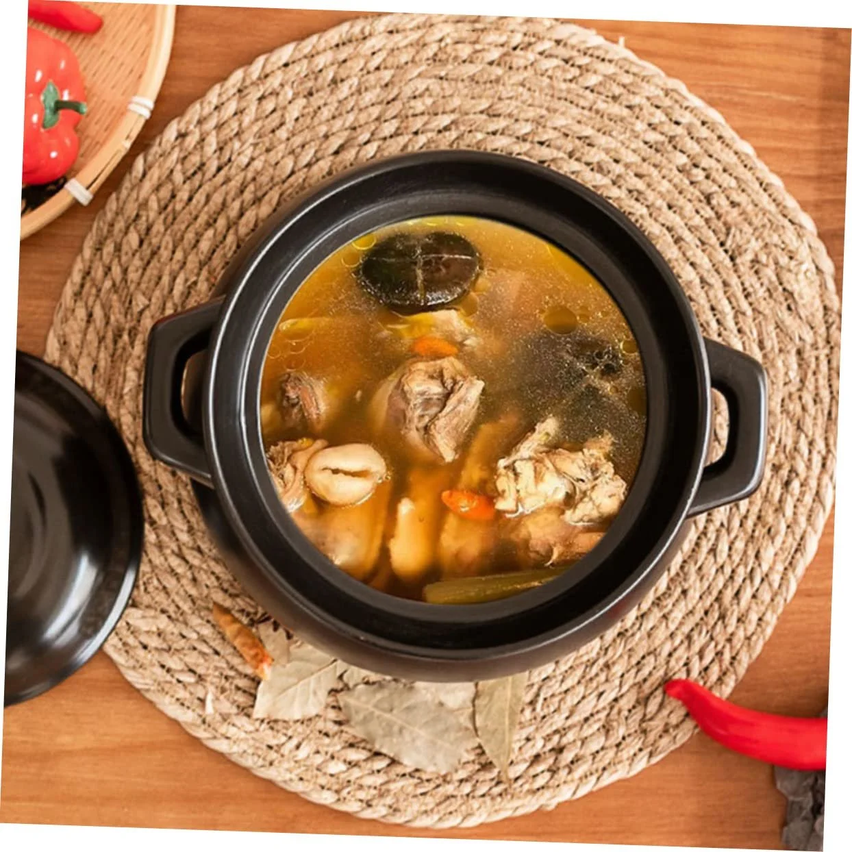 Кастрюля мини керамическая термостойкая черная 1 шт. для детского питания и супов, фото №2