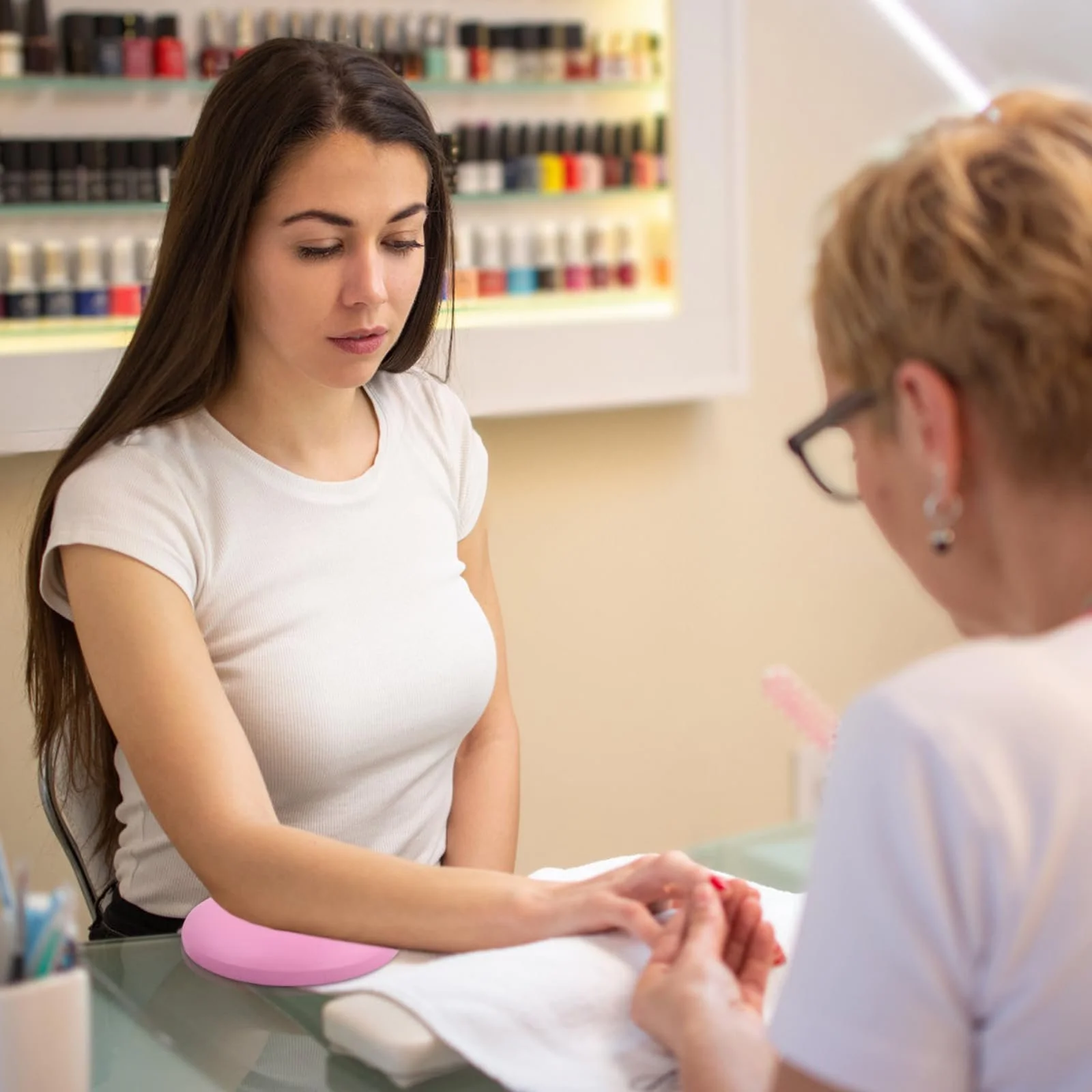 Підставка для рук манікюрна Шкіряна Подушка Рожевий, фото №3