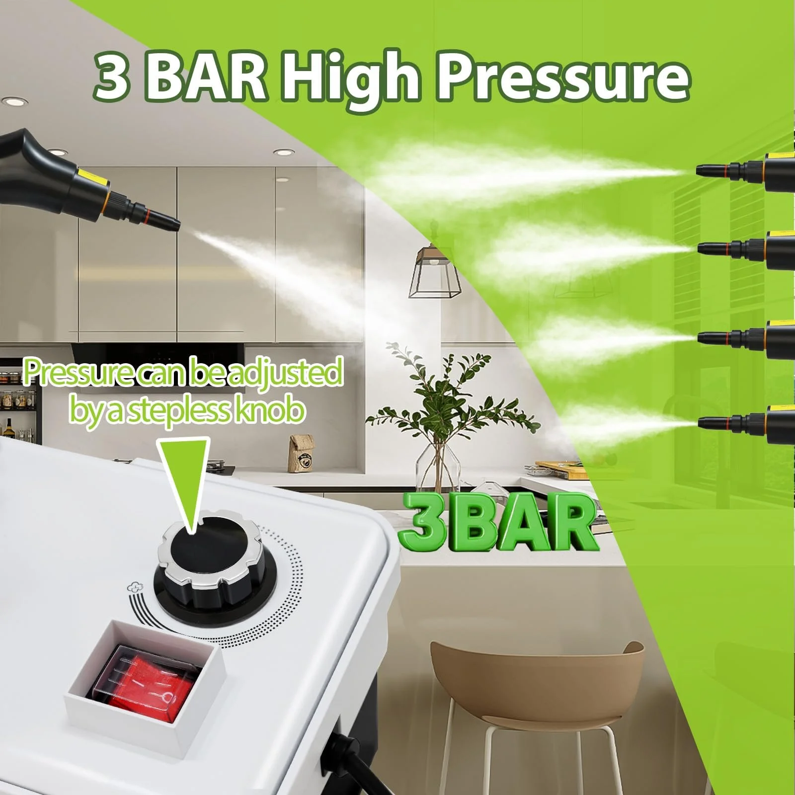 Ручний пароочисник 1950 Вт 3 бар 1600 мл, фото №5