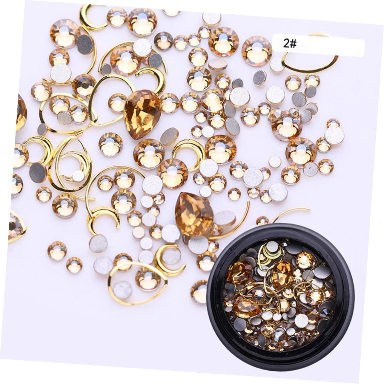 Украшения для ногтей Стразы FRCOLOR 4 коробки, украшения для ногтей, металлические кольца в форме гвоздей, маленькая черная бутылка, фото №4