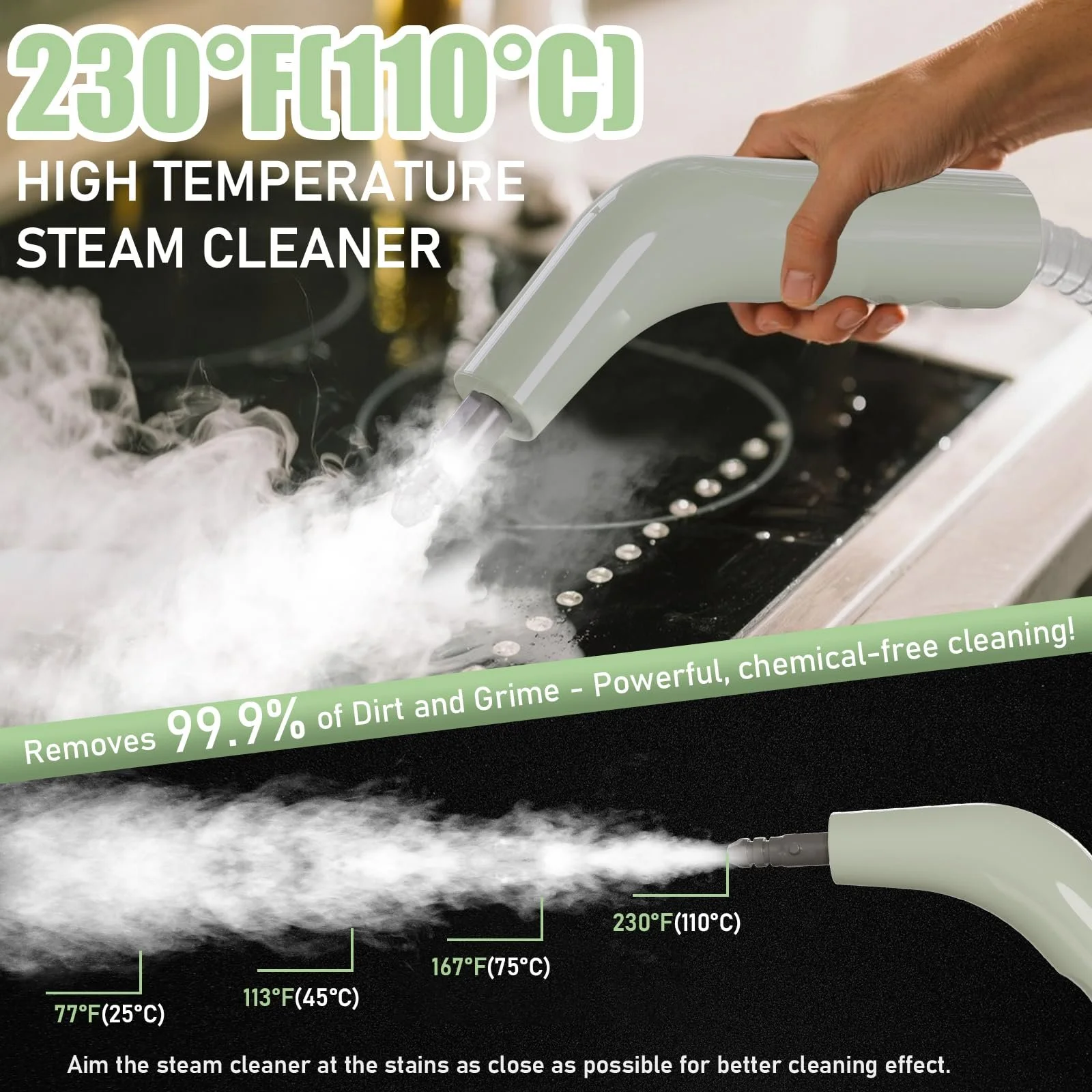 Ручний пароочисник 2500 Вт 6 насадок 1.6 л для меблів та кухні, фото №2 Ручний пароочисник 2500 Вт 6 насадок 1.6 л для меблів та кухні, фото №2