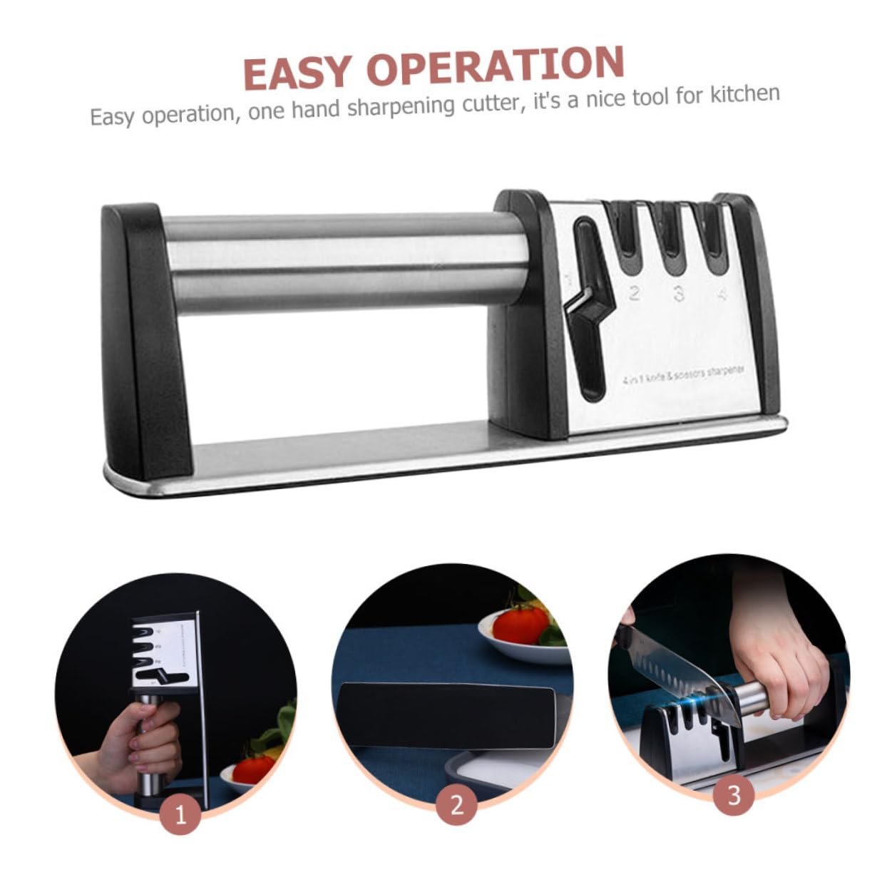 Точило для ножів побутова ручна багатофункціональна для ножів та ножиць, фото №5