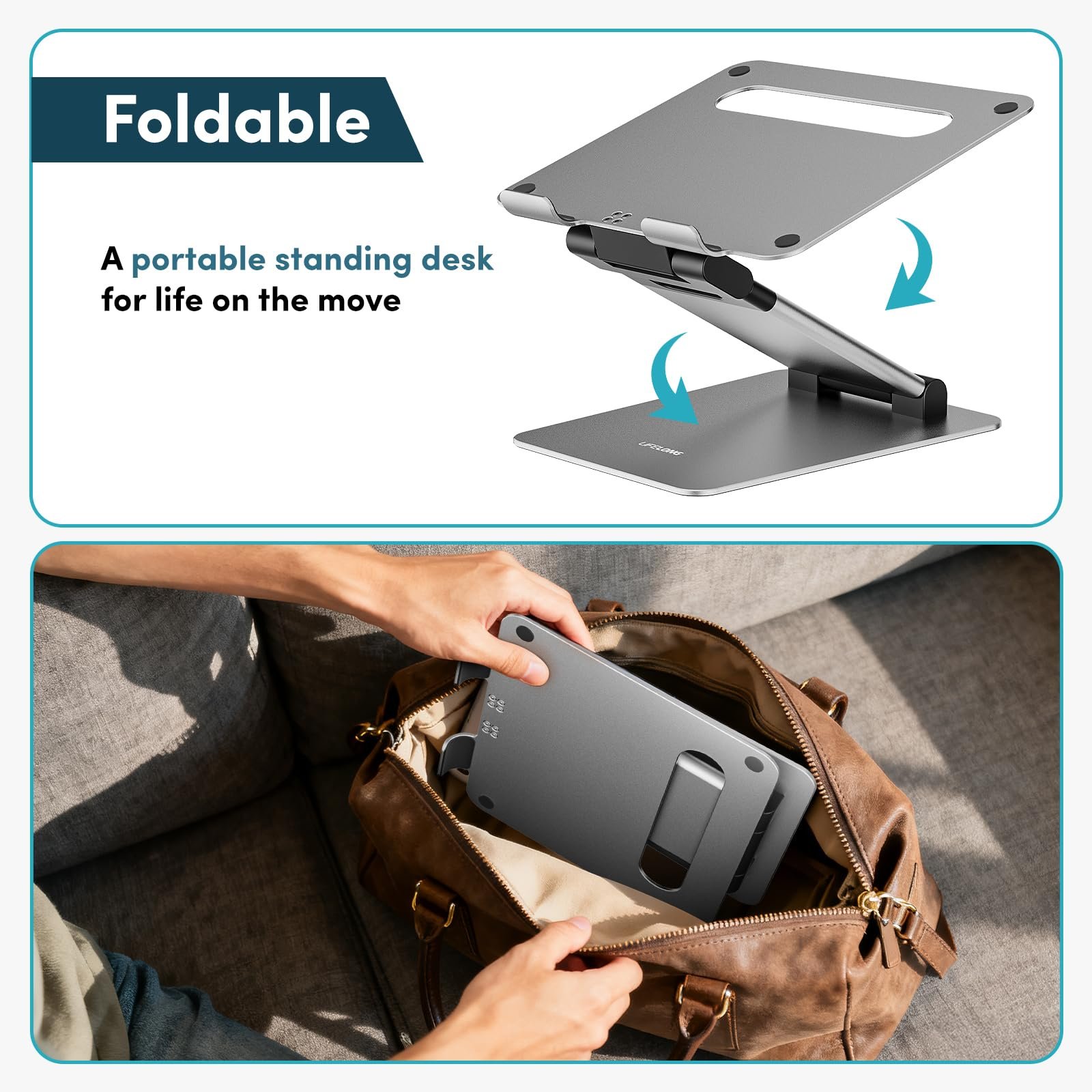 Подставка для ноутбука Ergonomic Регулируемая высота до 20 дюймов Подставка для портативного ноутбука Подходит для Macbook 10/15/17 дюймов Держатель для ноутбука и подставка для ноутбука, фото №9