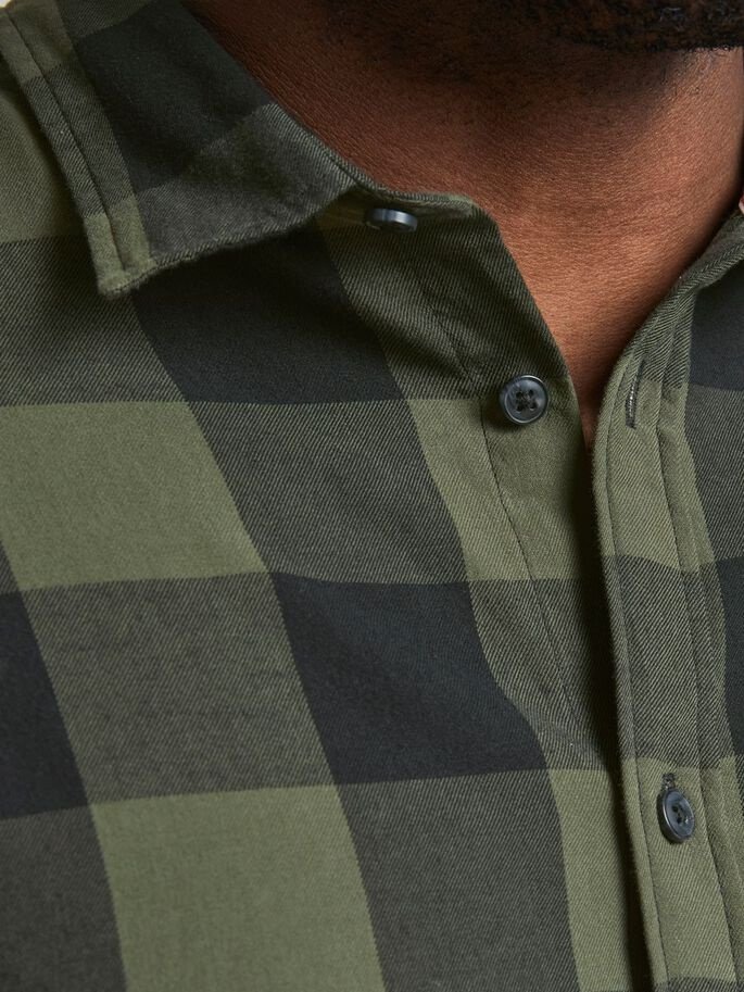 Рубашка Jack&Jones JJEGINGHAM TWILL L/S PS NOOS 12183107 припыленный оливковый цвет зеленый 3XL, фото №4