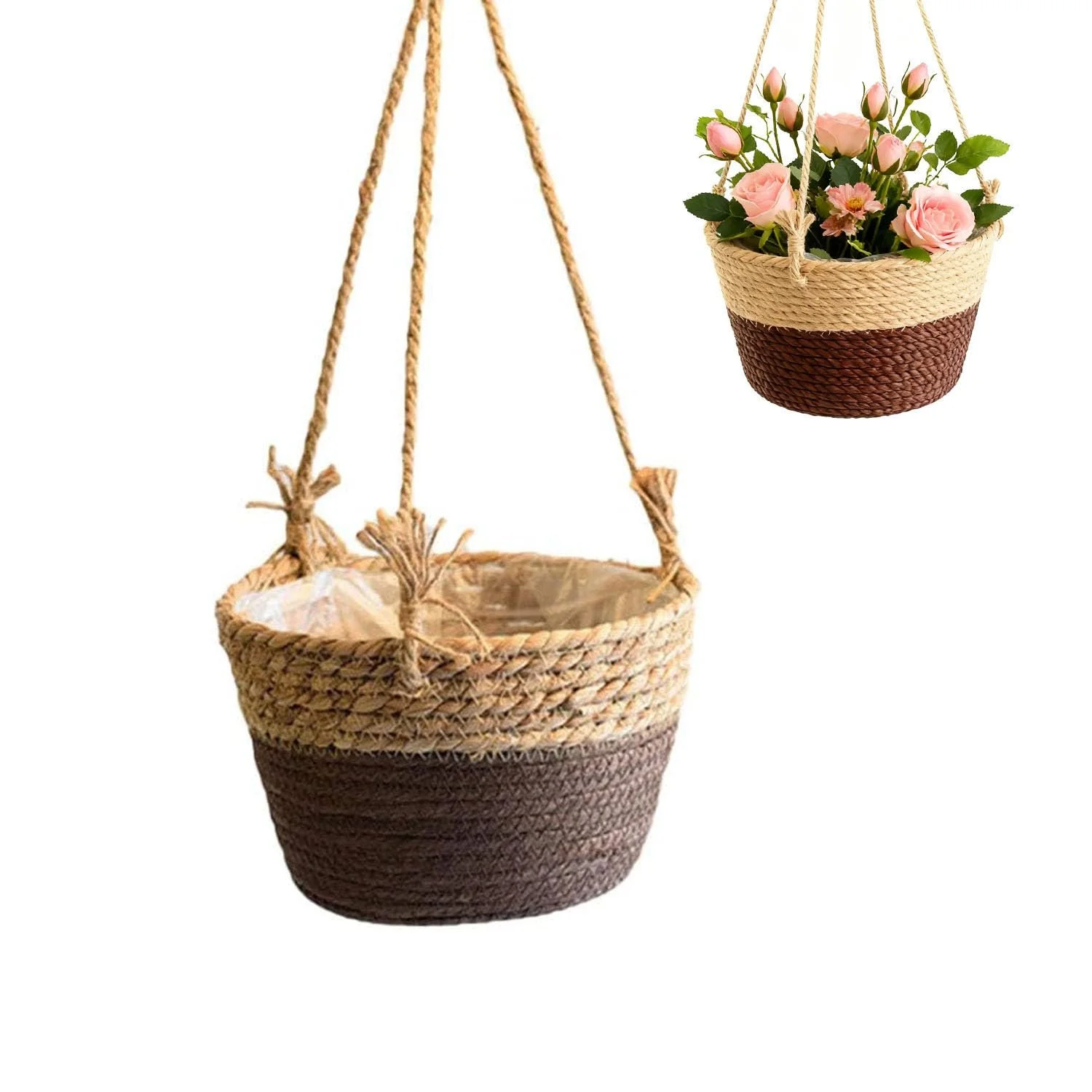 Кошик підвісний із морської трави для рослин Coffee, фото №1 Кошик підвісний із морської трави для рослин Coffee, фото №1