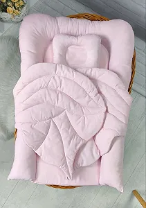 Кокон с крыльями: люлька и ортопедическая подушка, хлопок, розовый synthetic.ua - Фото 1