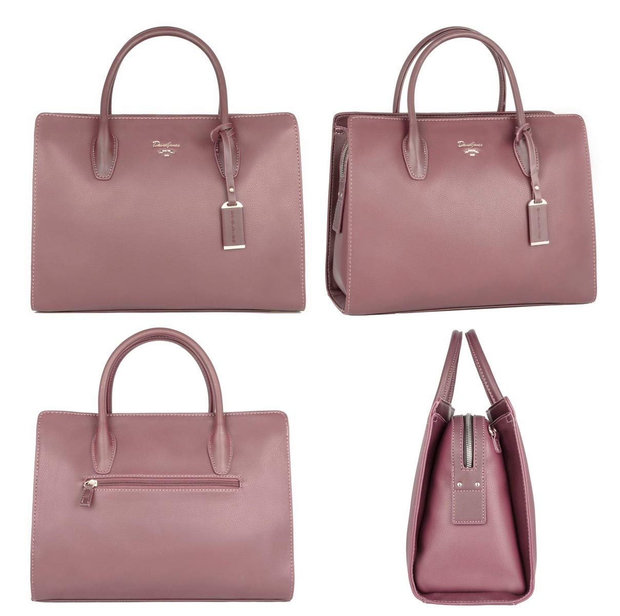 Сумка с ручками David Jones Большая тоут кожа PU Много отделений Много карманов Розовая, фото №5