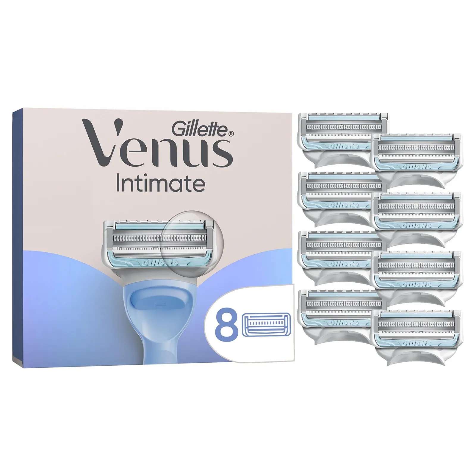 Сменные лезвия для женской бритвы Gillette Venus Intimate 8 шт. с алоэ вера, фото №1