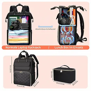 Рюкзак для ноутбука BERTASCHE 15.6" з термосумкою Чорний/Бежевий synthetic.ua - Фото 1