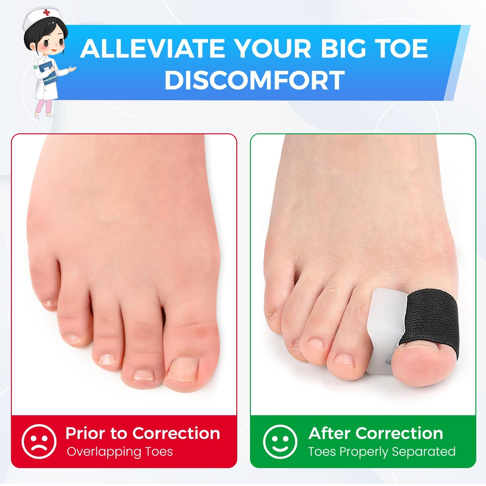 Роздільник для великого пальця ноги 8 шт. для жінок та чоловіків, коректор вальгусної деформації, фото №3 Роздільник для великого пальця ноги 8 шт. для жінок та чоловіків, коректор вальгусної деформації, фото №3