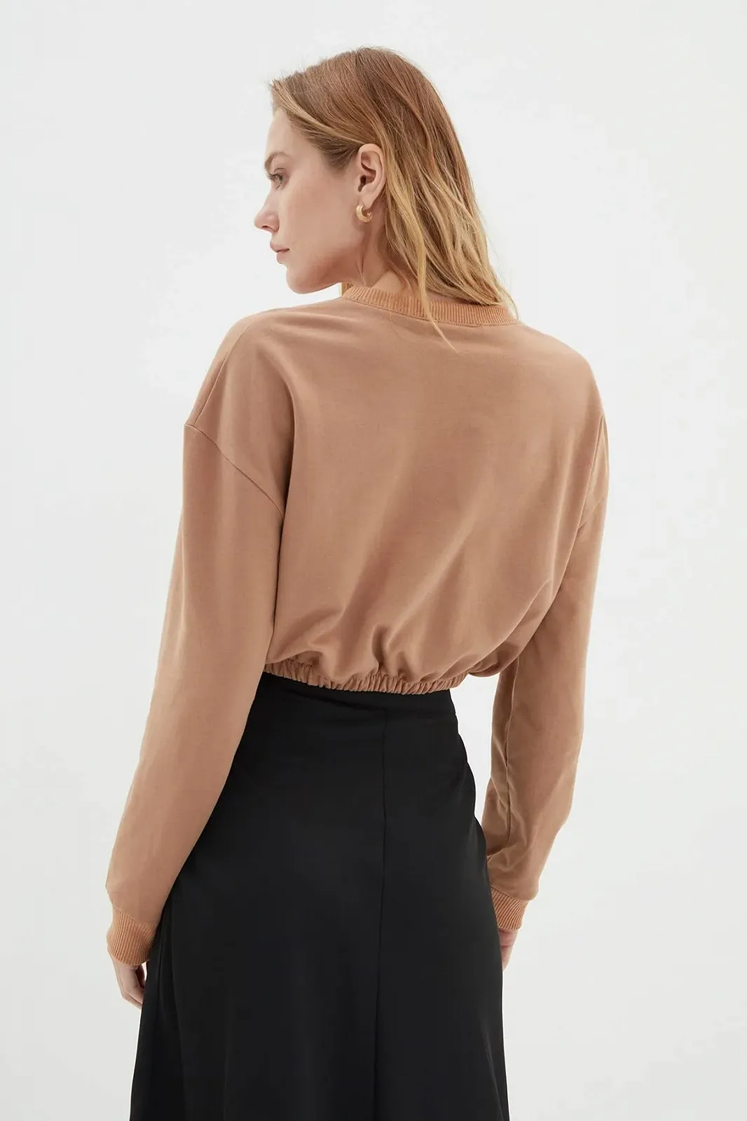 Женский свитшот Trendyol с круглым вырезом и надписью, фото №5