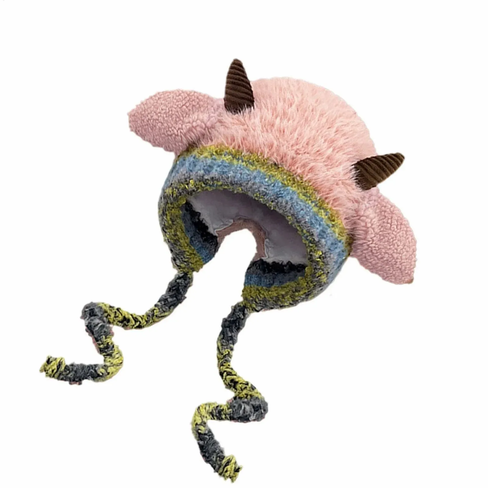 Вязаная шапка с овечьими ушками, розовая, фото №6 Вязаная шапка с овечьими ушками, розовая, фото №6