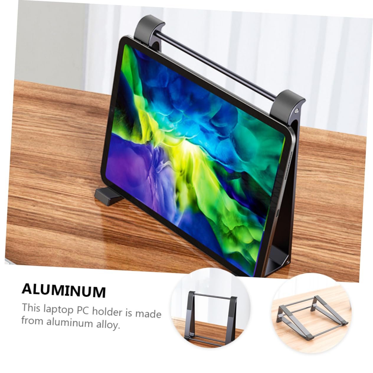 Підставка для ноутбука Алюмінієва портативна регульована по висоті з ефективним охолодженням з протиковзкими силіконовими ніжками, фото №7