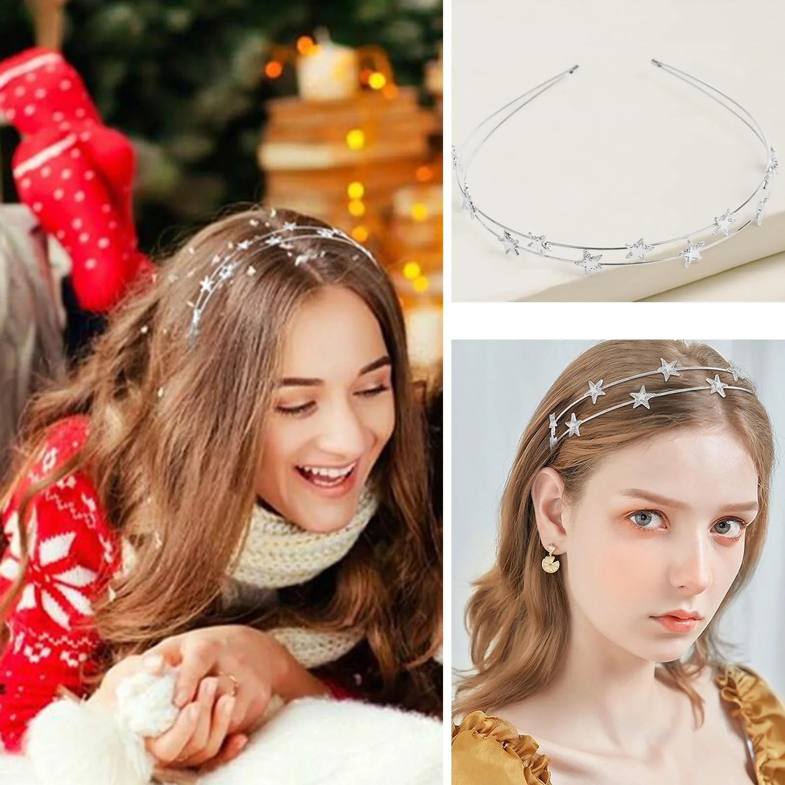 Обруч Зірки Металевий Блискучий Срібний, фото №6