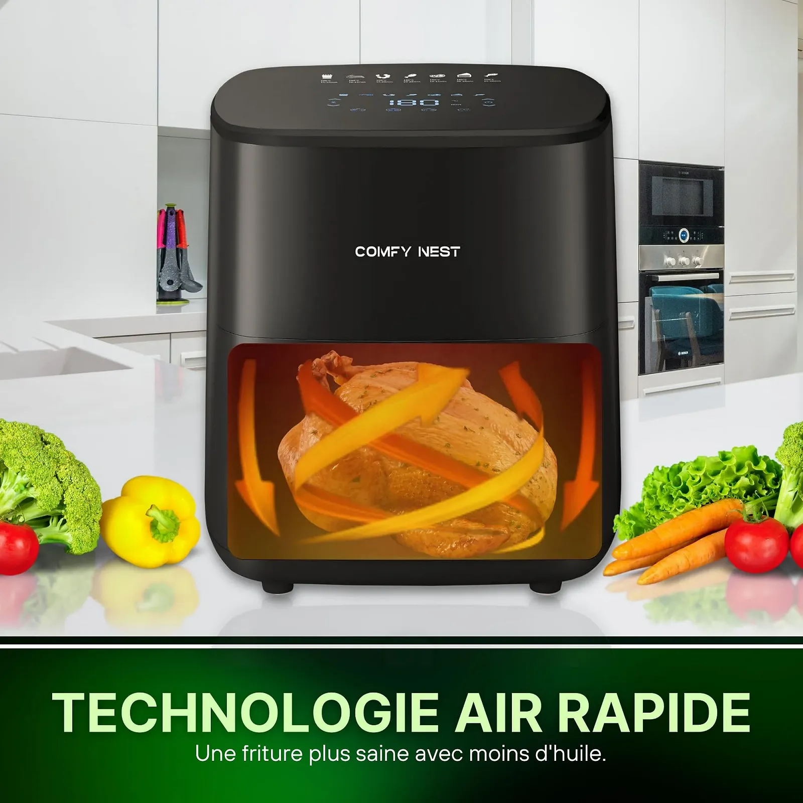 Мультипіч Comfy Nest CN-06191 5L 1400W цифровий екран 10 програм 80-200°C чорна, фото №5 Мультипіч Comfy Nest CN-06191 5L 1400W цифровий екран 10 програм 80-200°C чорна, фото №5