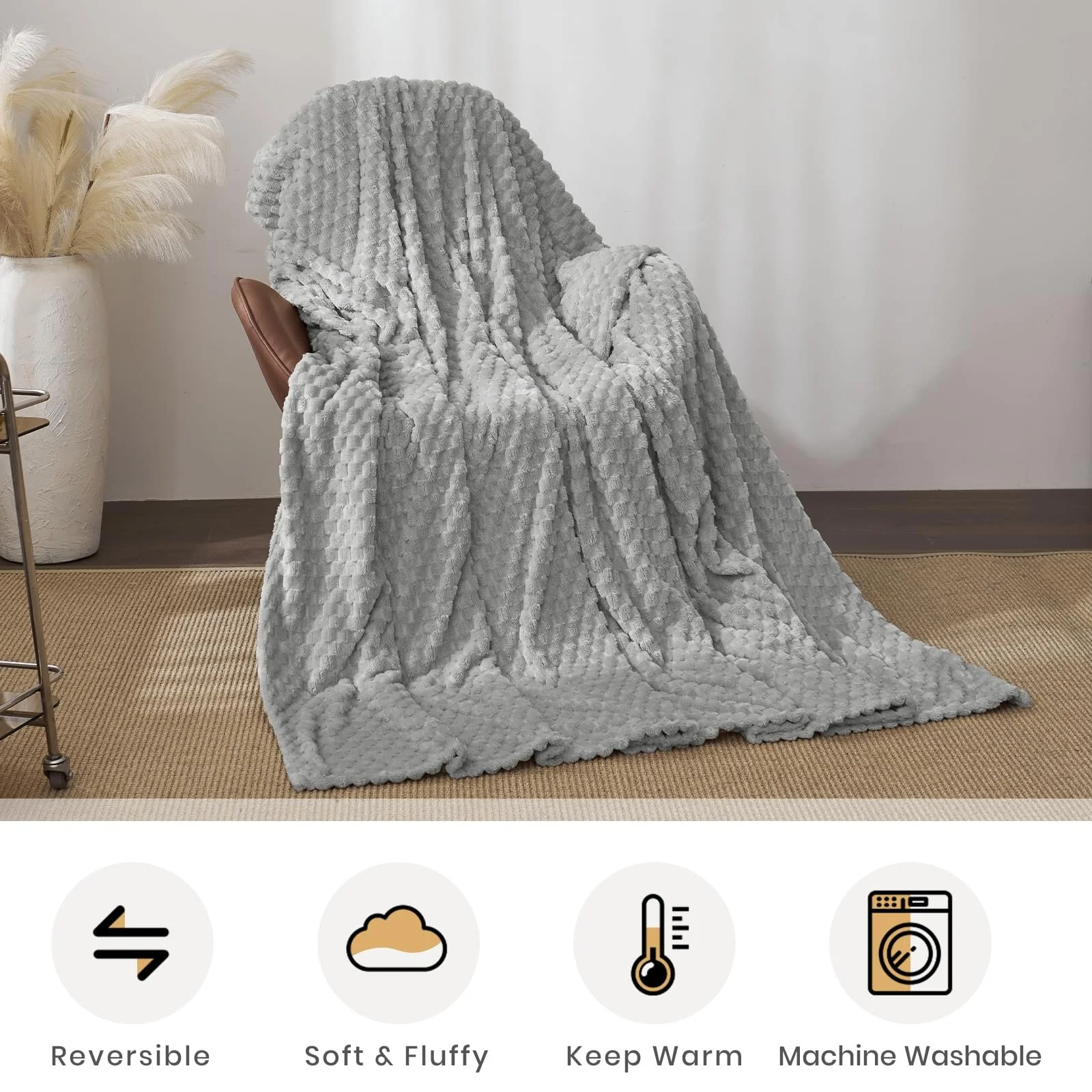 Покривало Good Nite Фланель Плед Пухнастий Сірий 150 x 200 см, фото №3