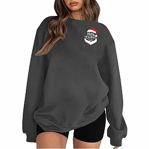 Женский свитшот HUIFUAO Рождественский джемпер Рисунок Санты Длинный рукав - Фото 1