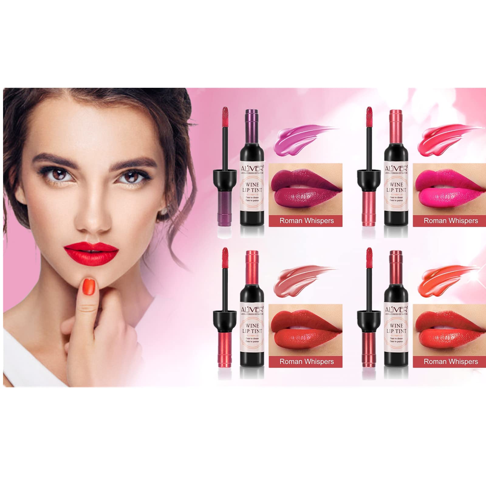 Набір блиску для губ 6 кольорів Wine Waterproof Matte Lip Ink, фото №3