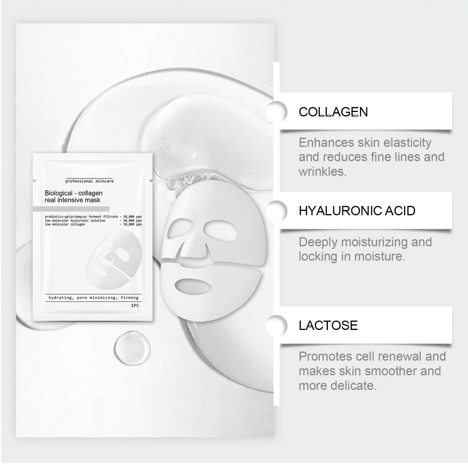 Маска для лица Skaind Hydraglow Deep Увлажняющая, Skaind Коллагеновая маска, Коллагеновая маска для лица против морщин, Увлажняющая ночная маска, Маска для лица против старения для лифтинга, укрепления и увлажнения (12 шт.), фото №7