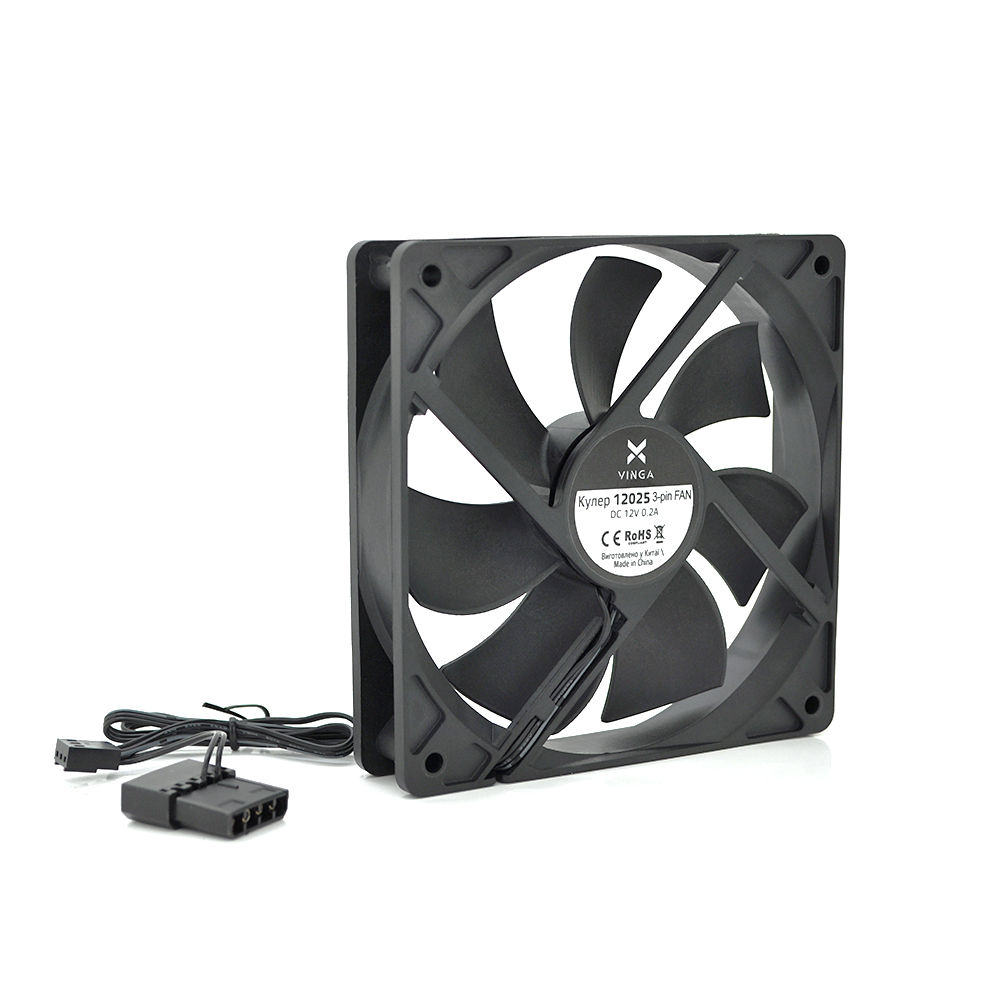 Кулер корпусний 12025 DC sleeve fan 4pin 120 25мм 1100об хв, фото №1