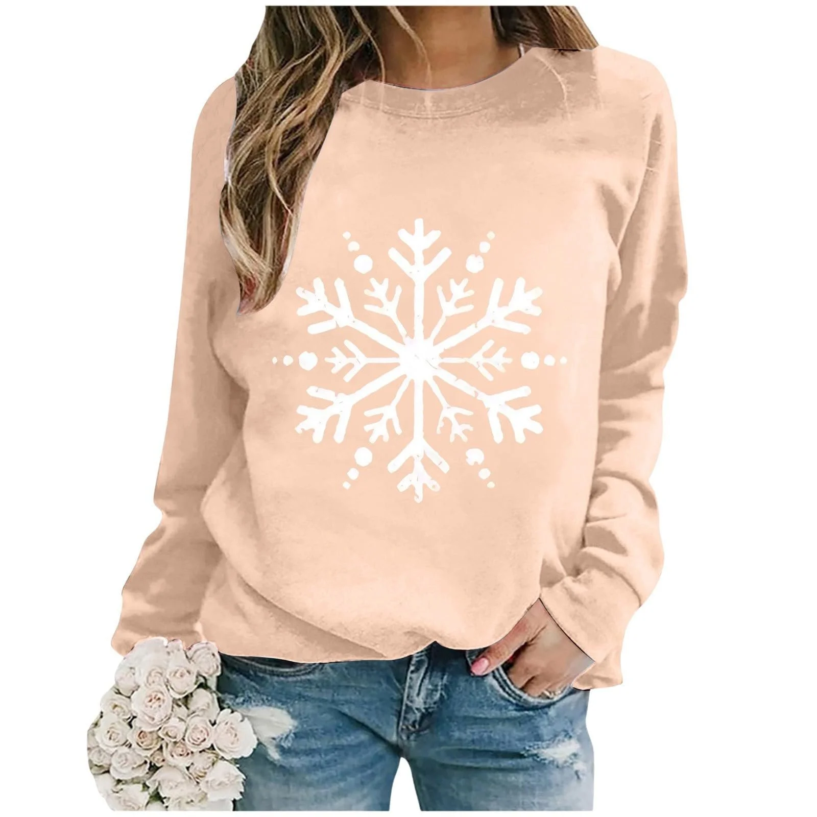 Пуловер Женский Осенний Свитшот Элегантный Зимний Длинный Рукав Свитшот Без Капюшона Теплый Пуловер Верхняя одежда Зимний Пуловер Женский Свитер Топы для Девочек-подростков, фото №1